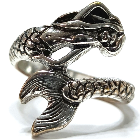 Jewelry - Mermaid Wrap Around Tail Silver Ring